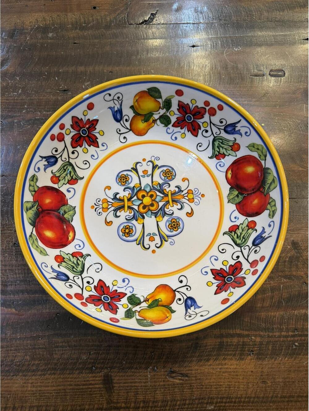 Commodities Hand-Painted Fruit and Floral Decorative Ceramic Plate